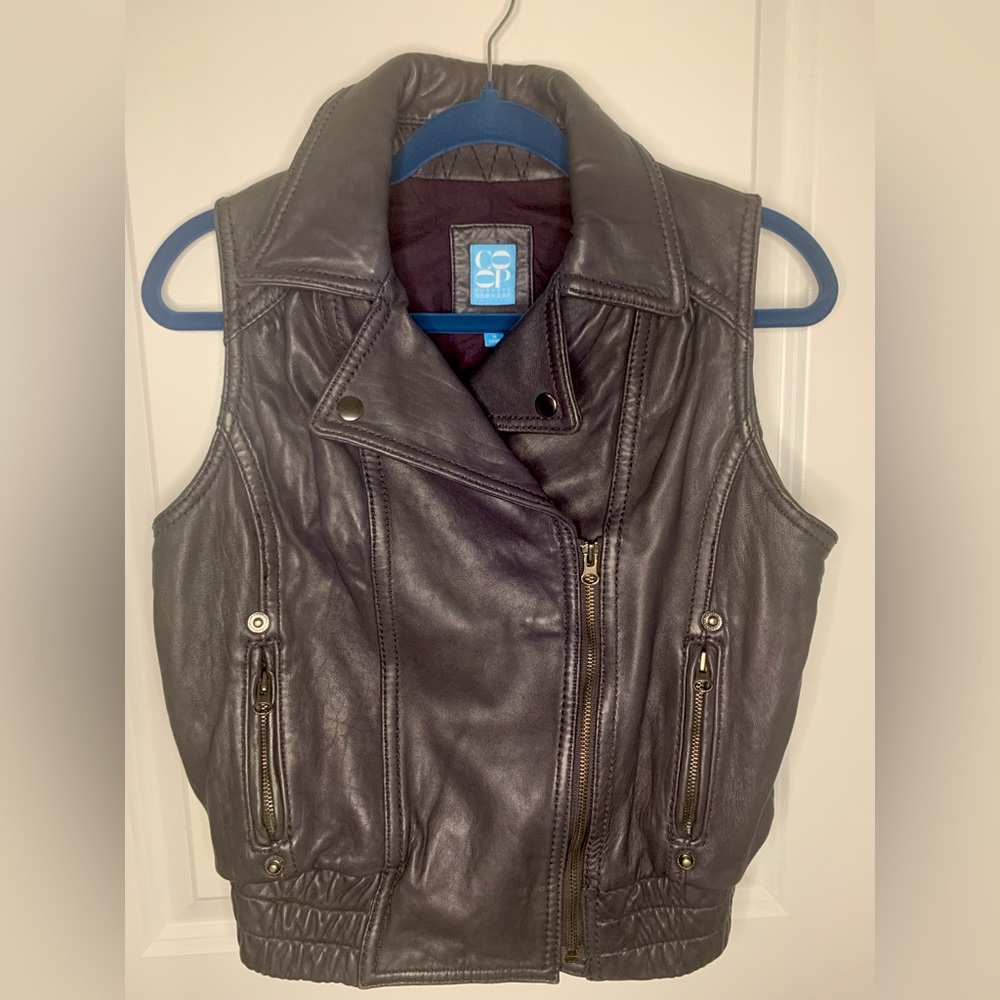 Barney’s New York purple genuine leather vest